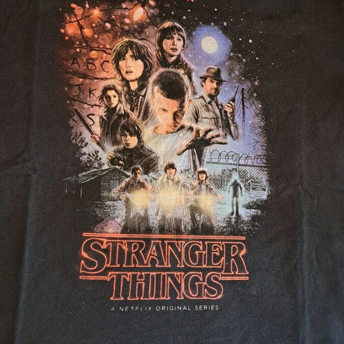 Stranger Things T-shirt used, size Large, black Pull & Bear