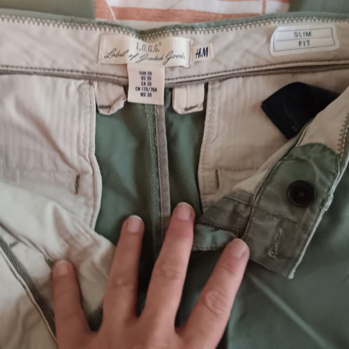H&M l.o.g.g. cotton pants, green, size medium/small