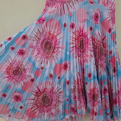 John Zack Vintage Y2K Asymmetric Pleated Dress new, blue and pink