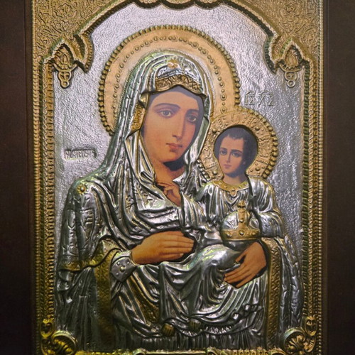 Εικόνα Παναγίας ασήμι και χρυσό 24Κ σαν καινούργιο