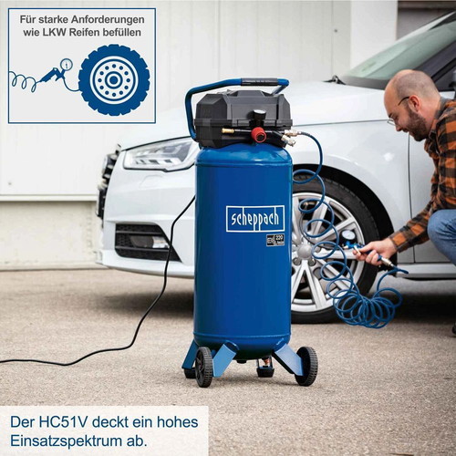 Scheppach HC51V Vertical Air Compressor 50L 10 bar 1500W Oil-free New