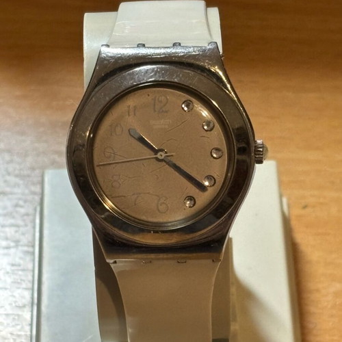 Swatch yls165 used women's watch white silver