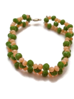 Χειροποίητο βραχιόλι καινούργιο με κρυσταλλικές ιριδίζουσες χάντρες και ασήμι 925°