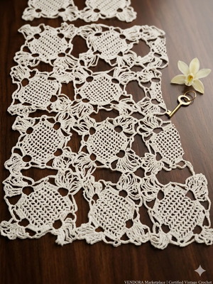 Vintage handmade lace table runner new condition