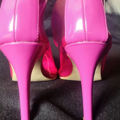 Clear fuchsia heels size 37 like new, 10cm heel