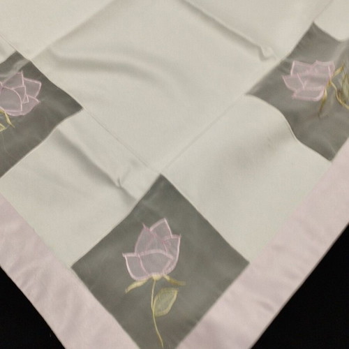 Romantic tablecloth with flowers used