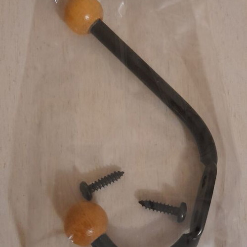 Wall hooks new, set of 2 metal with wooden tips