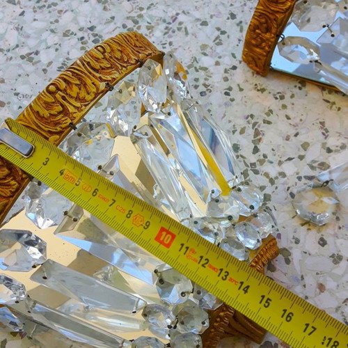 Crystal wall lights used, vintage pair 1950-1960