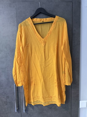 Embroidered beach kaftan like new, orange, 100% cotton, size M