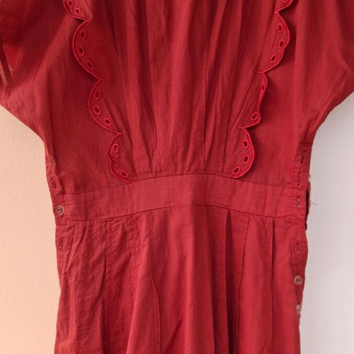 Karavan dress red with embroidery like new, size M