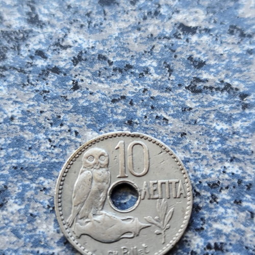 10 Lepta and 5 Lepta Coins 1912 used, nickel, George I era