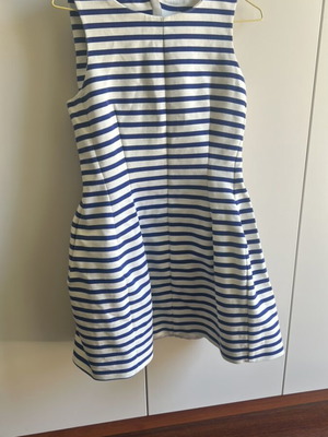 Zara Balloon Dress M/L Used, Blue White Striped