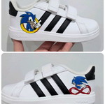 Sonic Adidas sneakers new with hand painting, white