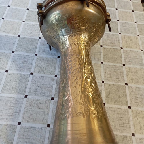 Traditional copper doumbek with embossed designs