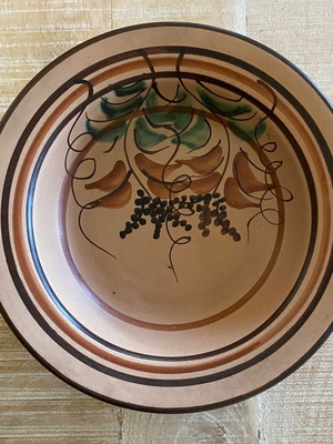 Handmade Vintage Ceramic Plate 24cm used with Maria Banou signature