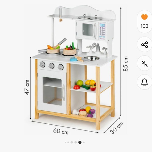 Ecotoys Wooden Play Kitchen like new, 85 cm