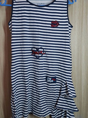 Ebita girls' dress used, white and blue, age 14