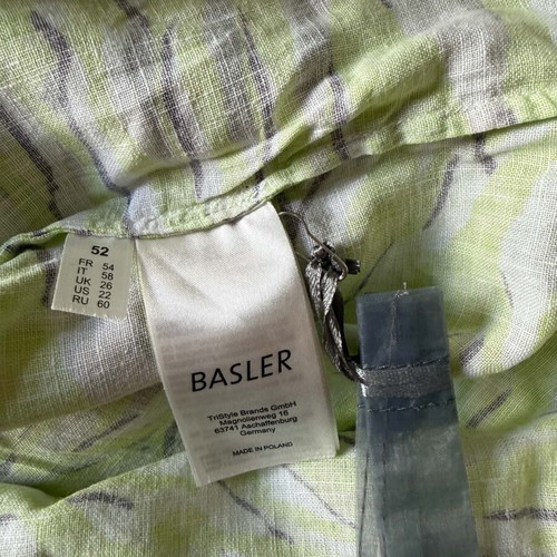 Basler linen blouse 3XL like new, white and green