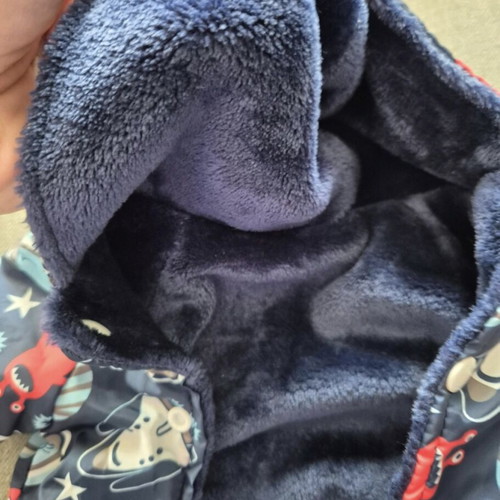 Dog coat new with furry lining and space print