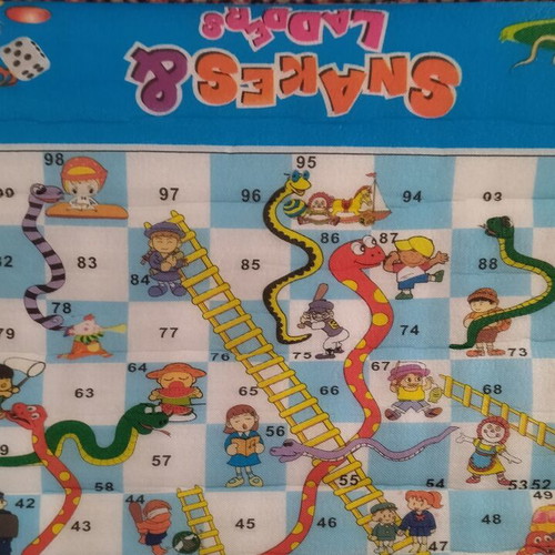 Snakes & Ladders board game used with 8 pawns and 1 die