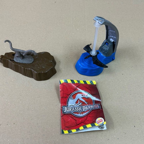 Jurassic Park III Playset Amblin 2001 for Burger King meal used, pack of 2