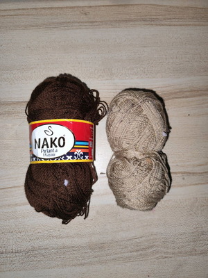 Nako yarn like new, brown and salmon
