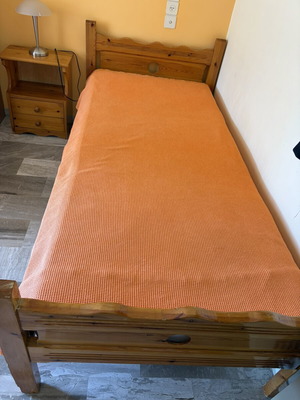 Bed with nightstand used, height 197 cm, width 90 cm