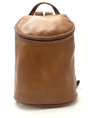 Longchamp кафява кожена раница в употреба