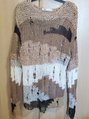 Zara knitted sweater like new, size L, beige and brown