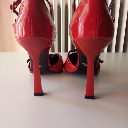 Bozikis red stiletto heels with straps new, size 38