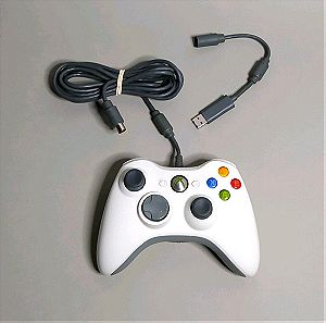 Xbox 360 Wired White Controller & USB Adaptor