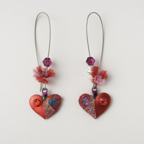 Heart earrings new with 925 silver and glass beads