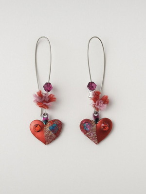 Heart earrings new with 925 silver and glass beads