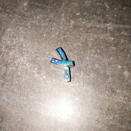 Silver cross with opal like new, modern design