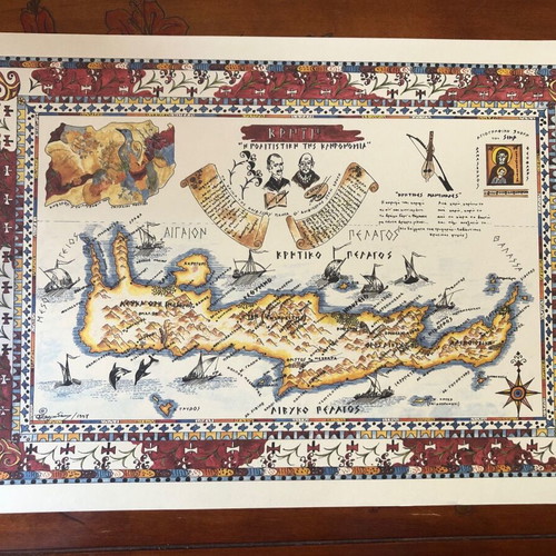 Anna Polioudaki lithographs new, set of 11 maps of Greece