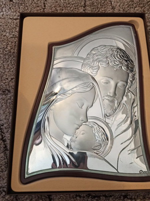 Ασημένια εικόνα Αγία Οικογένεια Prince Silvero σε κουτί