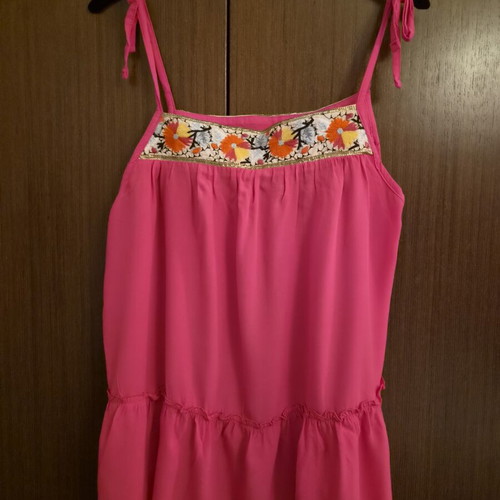 Enzzo pink tank top size L, like new, viscose with embroidery