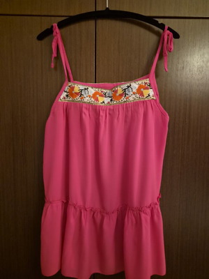 Enzzo pink tank top size L, like new, viscose with embroidery