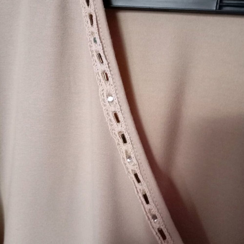 Cotton stretch blouse beige with beads, like new, size L
