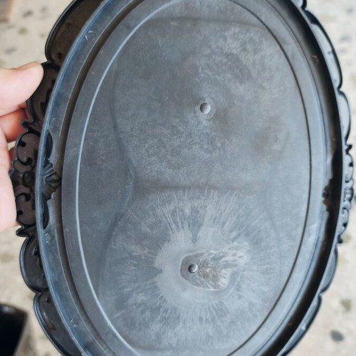 Oval decorative mirror and serving tray like new, plastic, 38x24 cm
