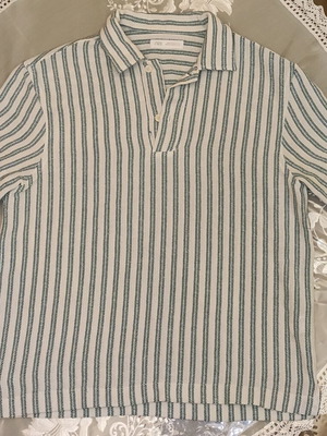 Μπλούζα Zara τύπου Polo ριγέ πράσινη και άσπρη, σαν καινούργιο, μέγεθος Small