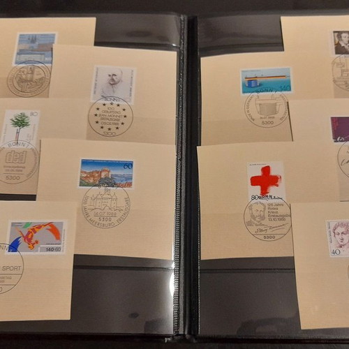 Germany stamp collection used, 100 complete paper series with commemorative postmarks