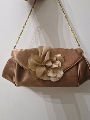 Satin evening bag like new, bronze color