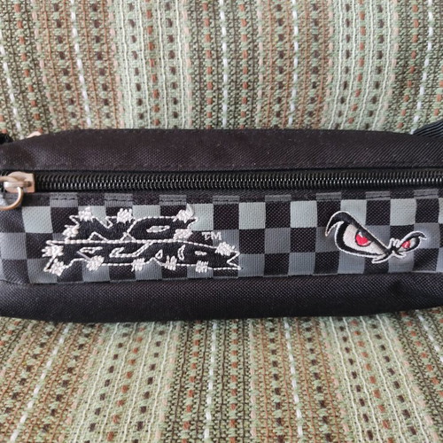 No Fear pencil case, black with checkered design