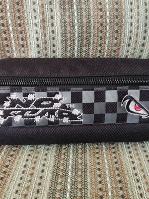 No Fear pencil case, black with checkered design