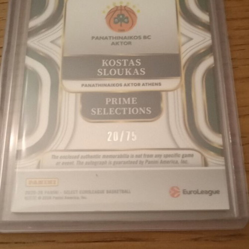 Kostas Sloukas Panini Euroleague Select Prime Selections signatures /75