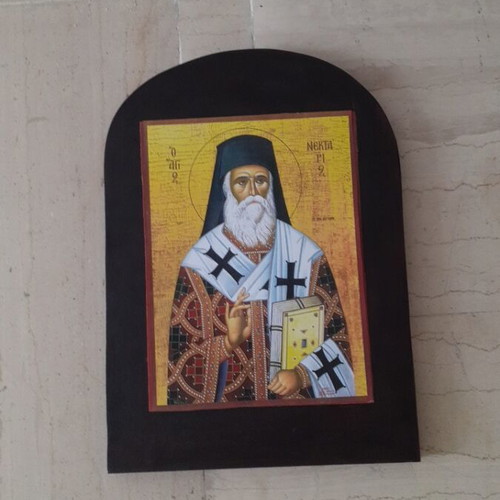 Wooden Icon of St. Nektarios new, 39×28 cm, decoupage technique