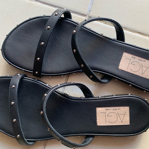 AGL sandals used, black, size 37 with silver studs