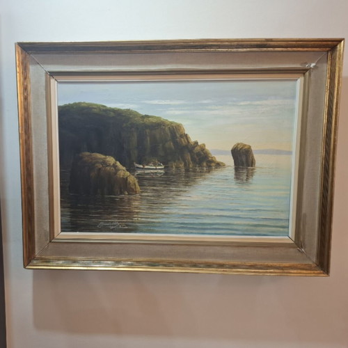 Painting by N. Pokamisás like new, Tinos seascape oil