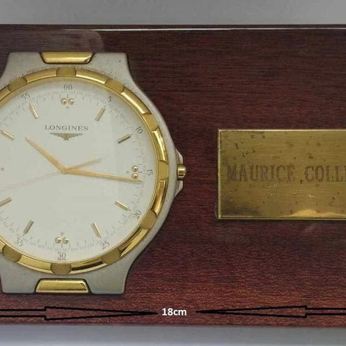 Longines Conquest table clock used with wooden base